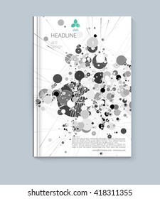 Abstract colorful cover of the graphic objects. Cover for the presentation of the book, pamphlet, report. Page template for advertising, business documents. Cover in a linear style.