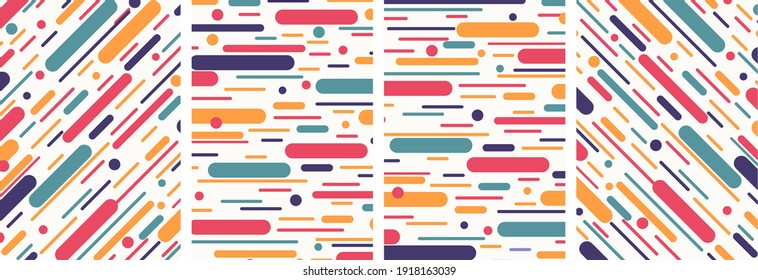 Abstract Colorful Covers Background Set. Geometric Flat Pattern Collection. Graphic Design Cool Funky Colorful Vector Background