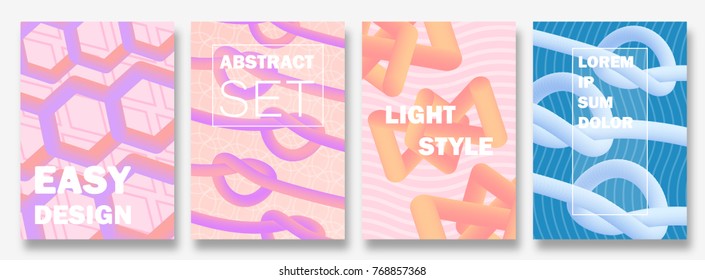 Abstract colorful covers set. Modern halftone cover design. Easy gradient shapes. Future soft geometric forms and covers patterns. Modern halftone cover background. Vector illustration. EPS 10.