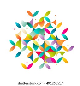 Abstract colorful and creative geometric with a variety of geometric pattern. Abstract flower pattern on white for leaflet business cover page, brochure, flyer, poster layout. vector illustration