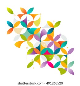 Abstract colorful and creative geometric with a variety of geometric pattern. Abstract flower pattern on white for leaflet business cover page, brochure, flyer, poster layout. vector illustration