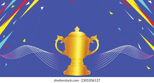 Abstract colorful cricket celebration background golden trophy vector illustration. web banner, poster, wallpaper design.