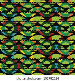 Abstract colorful crocodiles print background. Seamless pattern. Vector.