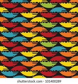 Abstract colorful crocodiles weaving imitation print background. Seamless pattern. Vector.