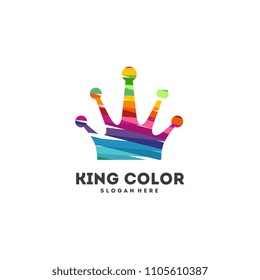Abstract colorful crown logo vector, King Paint logo template icon vector