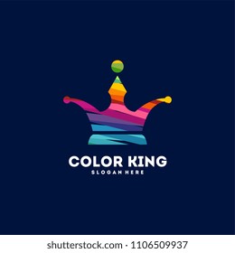 Abstract colorful crown logo vector, King Paint logo template icon vector