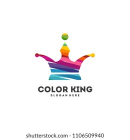 Abstract colorful crown logo vector, King Paint logo template icon vector