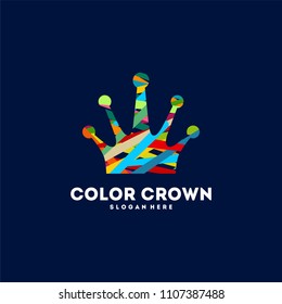 Abstract colorful crown logo vector, King Paint logo template icon vector