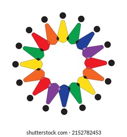 Abstract colorful crown people logo icon, minimal style illustration design.  Family Teamwork Emblem Symbol Logotype vector diversity inclusion concept inclusive culture team group icon graphic sign 