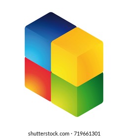 Abstract colorful cube shape vector