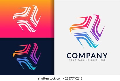 Abstract Colorful Cube Tech Logo Design. Modern Logo Design Usable For Business, Foundation, Industrial, Technology, Security, Services, Company. Flat Vector Logo Design Illustration.