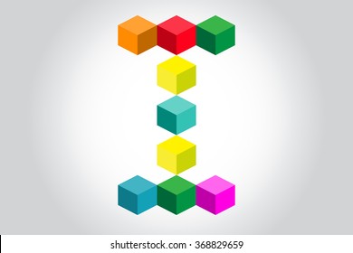 Abstract colorful cubes I alphabet
