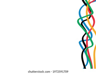Abstract colorful curly line, vector isolated on white background, sport concept, multicolor striped frame, copy space for your text
