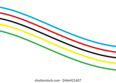 Abstract colorful curly line, vector isolated on white background, sport concept, multicolor striped frame, copy space for your text