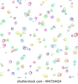 Abstract colorful curly scribbles background. Vector seamless patterned texture
