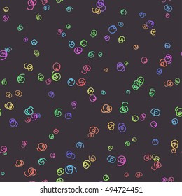 Abstract colorful curly scribbles background. Vector seamless patterned texture