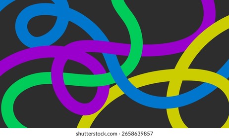 Abstract Colorful Curved Lines Background. Intertwined Ribbon Design