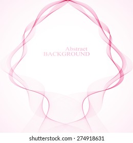 Abstract colorful curved lines on light background  with place for your text. Vector illustration