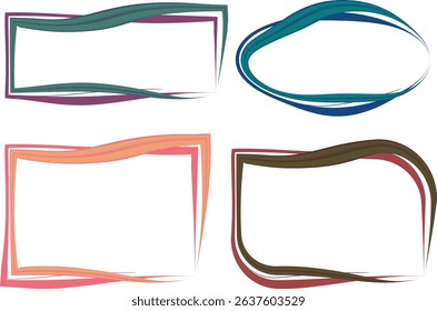 abstract colorful curved outline artwork frames shapes collection