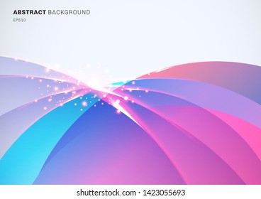 Abstract colorful curved overlapping and light sparkling effect on white background with space for text. Vector illustration