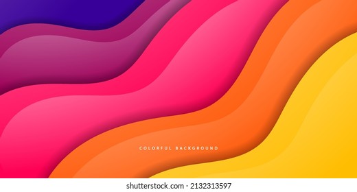Abstract  colorful curved wave template for your design. Illustration with curves lines. Wavy paper cut background.Eps10 vector.
