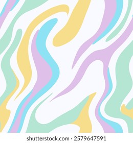Abstract colorful curves seamless pattern with waves