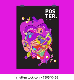 Abstract  Colorful Curvy Liquid Cover and Poster Design Template. Flat Bubble Shape Layout Design Composition and  Template.