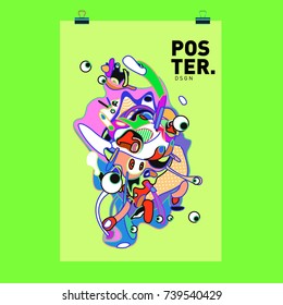 Abstract  Colorful Curvy Liquid Cover and Poster Design Template. Flat Bubble Shape Layout Design Composition and  Template.