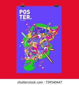 Abstract  Colorful Curvy Liquid Cover and Poster Design Template. Flat Bubble Shape Layout Design Composition and  Template.