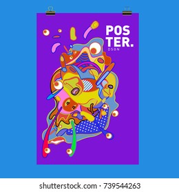 Abstract  Colorful Curvy Liquid Cover and Poster Design Template. Flat Bubble Shape Layout Design Composition and  Template.