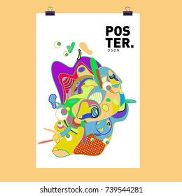 Abstract  Colorful Curvy Liquid Cover and Poster Design Template. Flat Bubble Shape Layout Design Composition and  Template.