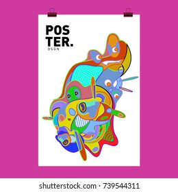 Abstract  Colorful Curvy Liquid Cover and Poster Design Template. Flat Bubble Shape Layout Design Composition and  Template.