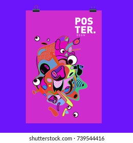 Abstract  Colorful Curvy Liquid Cover and Poster Design Template. Flat Bubble Shape Layout Design Composition and  Template.