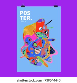 Abstract  Colorful Curvy Liquid Cover and Poster Design Template. Flat Bubble Shape Layout Design Composition and  Template.