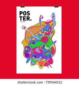 Abstract  Colorful Curvy Liquid Cover and Poster Design Template. Flat Bubble Shape Layout Design Composition and  Template.