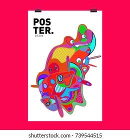 Abstract  Colorful Curvy Liquid Cover and Poster Design Template. Flat Bubble Shape Layout Design Composition and  Template.