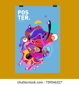 Abstract  Colorful Curvy Liquid Cover and Poster Design Template. Flat Bubble Shape Layout Design Composition and  Template.