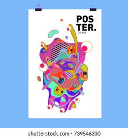Abstract  Colorful Curvy Liquid Cover and Poster Design Template. Flat Bubble Shape Layout Design Composition and  Template.
