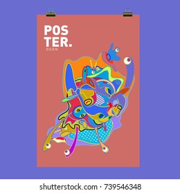 Abstract  Colorful Curvy Liquid Cover and Poster Design Template. Flat Bubble Shape Layout Design Composition and  Template.