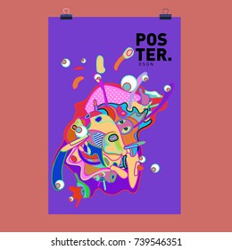 Abstract  Colorful Curvy Liquid Cover and Poster Design Template. Flat Bubble Shape Layout Design Composition and  Template.