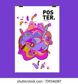 Abstract  Colorful Curvy Liquid Cover and Poster Design Template. Flat Bubble Shape Layout Design Composition and  Template.