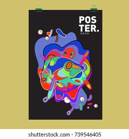 Abstract  Colorful Curvy Liquid Cover and Poster Design Template. Flat Bubble Shape Layout Design Composition and  Template.