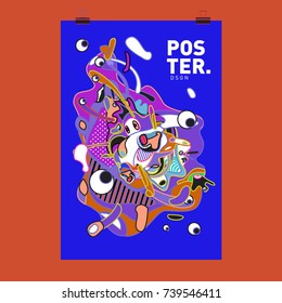 Abstract  Colorful Curvy Liquid Cover and Poster Design Template. Flat Bubble Shape Layout Design Composition and  Template.