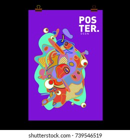 Abstract  Colorful Curvy Liquid Cover and Poster Design Template. Flat Bubble Shape Layout Design Composition and  Template.