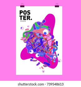 Abstract  Colorful Curvy Liquid Cover and Poster Design Template. Flat Bubble Shape Layout Design Composition and  Template.
