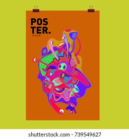Abstract  Colorful Curvy Liquid Cover and Poster Design Template. Flat Bubble Shape Layout Design Composition and  Template.