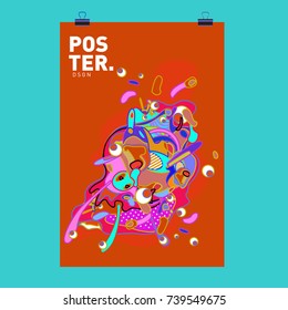 Abstract  Colorful Curvy Liquid Cover and Poster Design Template. Flat Bubble Shape Layout Design Composition and  Template.