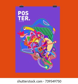 Abstract  Colorful Curvy Liquid Cover and Poster Design Template. Flat Bubble Shape Layout Design Composition and  Template.