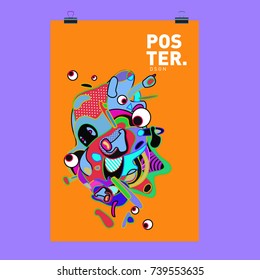 Abstract  Colorful Curvy Liquid Cover and Poster Design Template. Flat Bubble Shape Layout Design Composition and  Template.