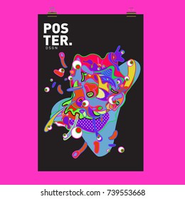 Abstract  Colorful Curvy Liquid Cover and Poster Design Template. Flat Bubble Shape Layout Design Composition and  Template.